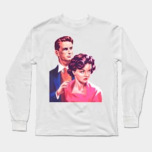 couple in novel retro comic book vintage library Long Sleeve T-Shirt